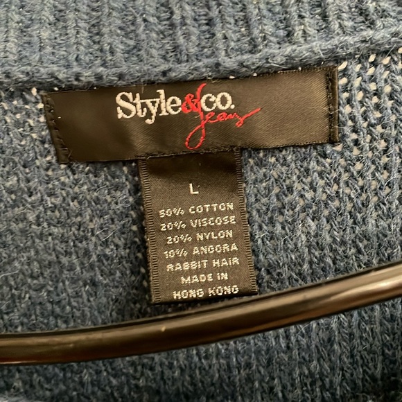 Style & Co teal blue sweater.  L - Picture 9 of 9